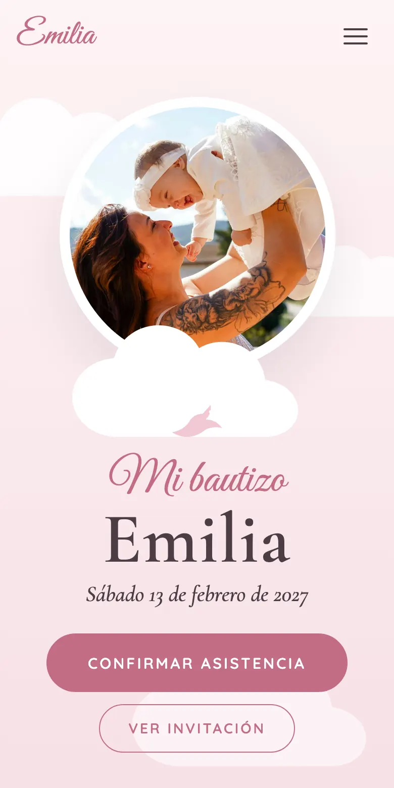 Invitación digital de bautizo, demo Nube