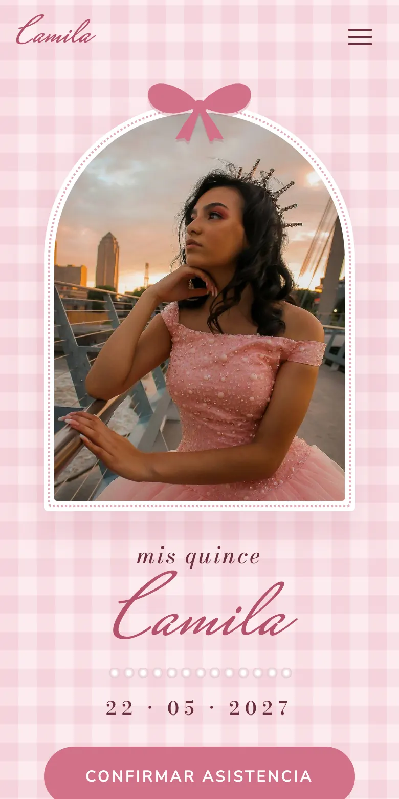 Invitación digital de XV años, demo Coquette
