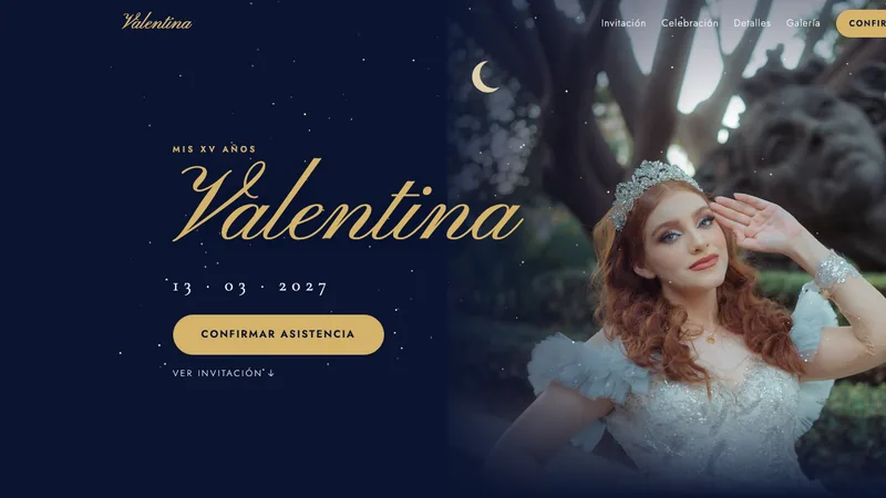 Demo de invitación digital Celeste - XV Años