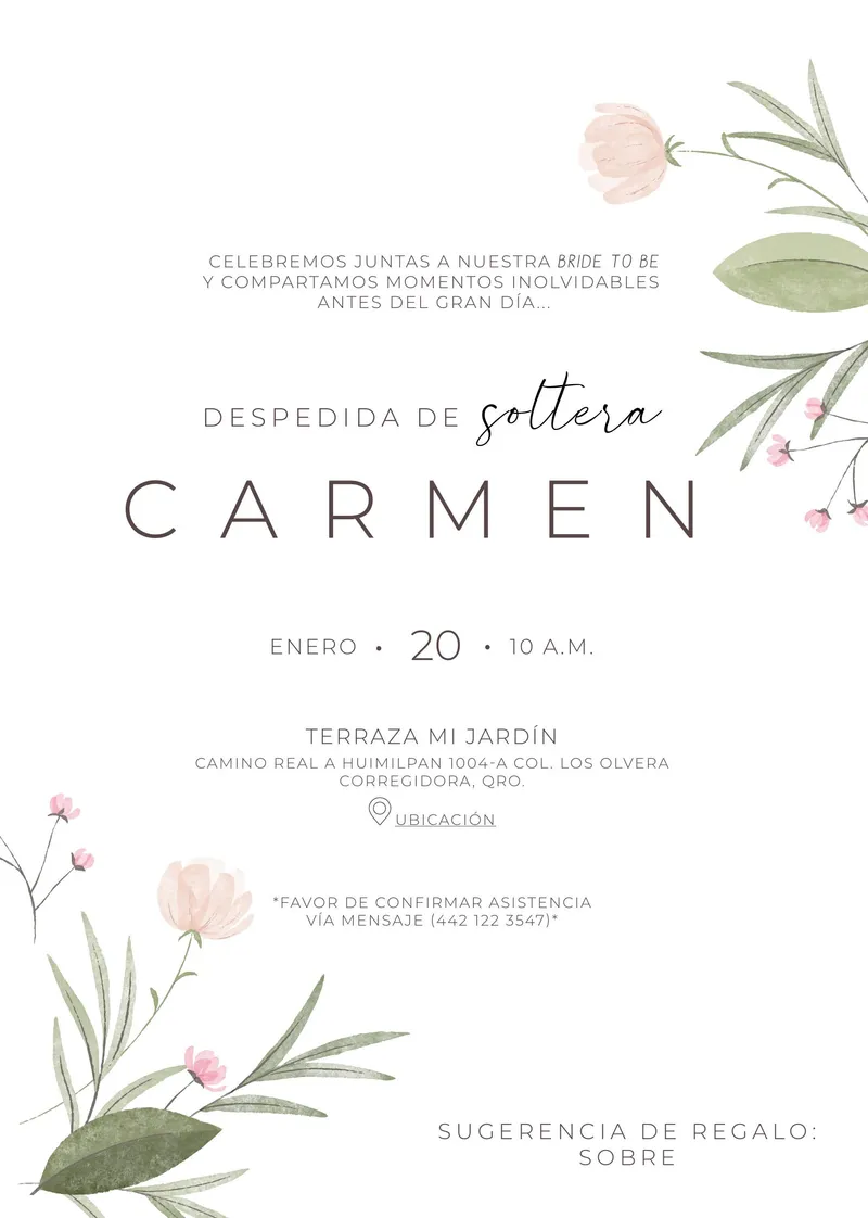 Demo de invitación digital Despedida Carmen - Boda PDF