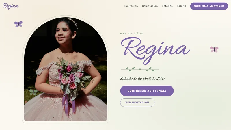 Demo de invitación digital Mariposa - XV Años