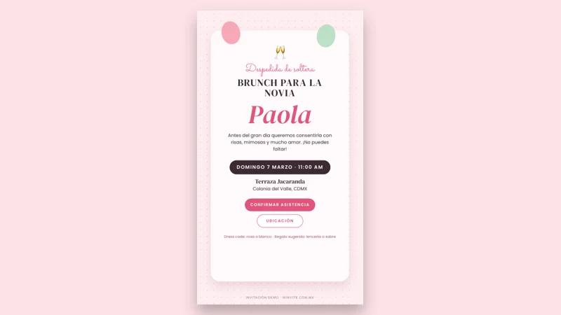 Demo de invitación digital Brunch - Boda PDF